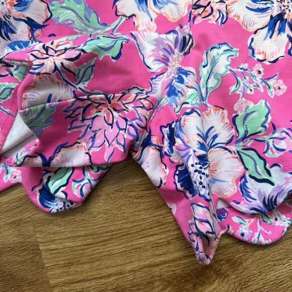 LILLY PULITZER Knit Buttercup Shorts  "LAST BUD NOT LEAST"  Size 2 Pink Floral - Picture 12 of 13